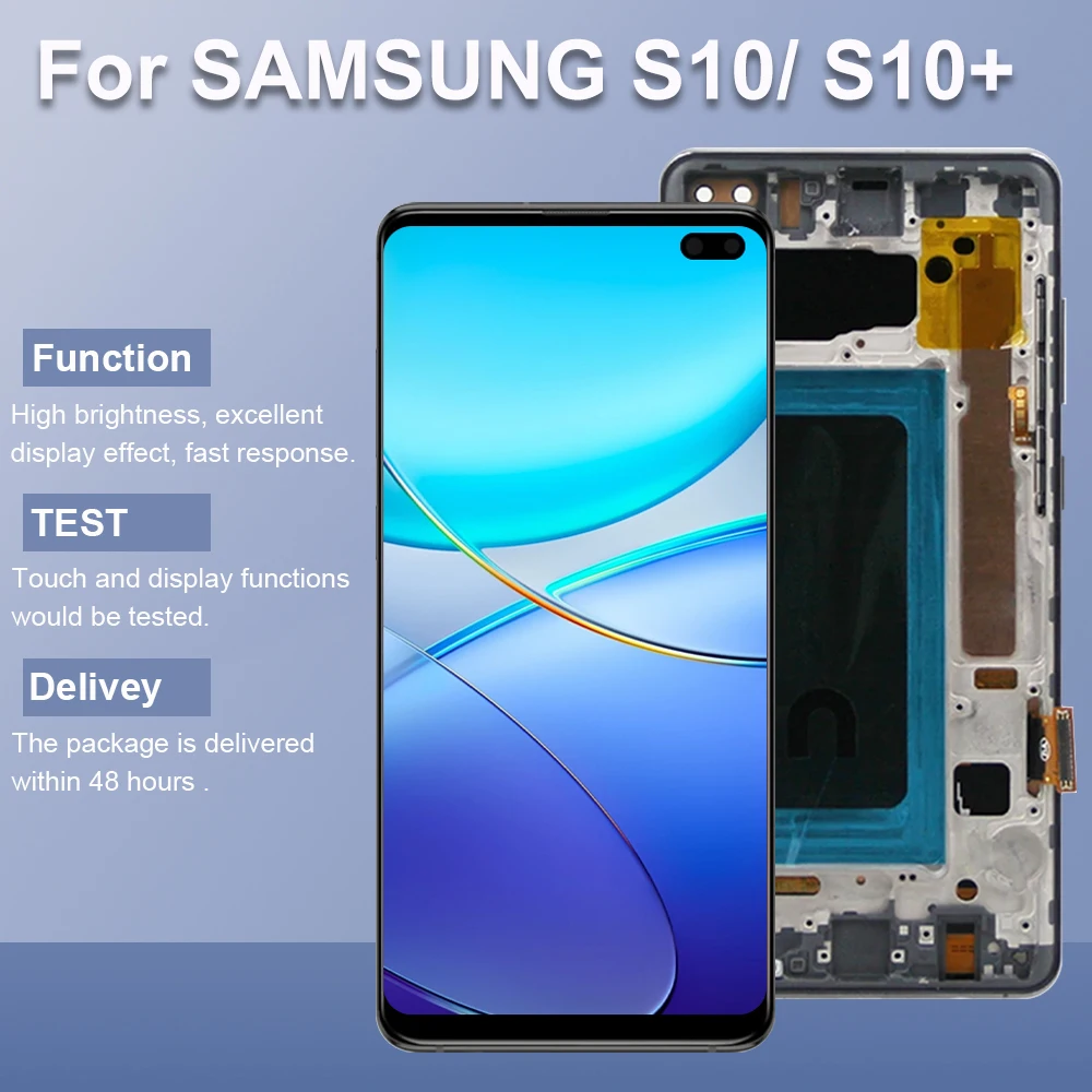 삼성 갤럭시 S10 플러스 LCD 디스플레이 터치 스크린 디지타이저 부품, 삼성 갤럭시 S10 + G975F G975F/DS