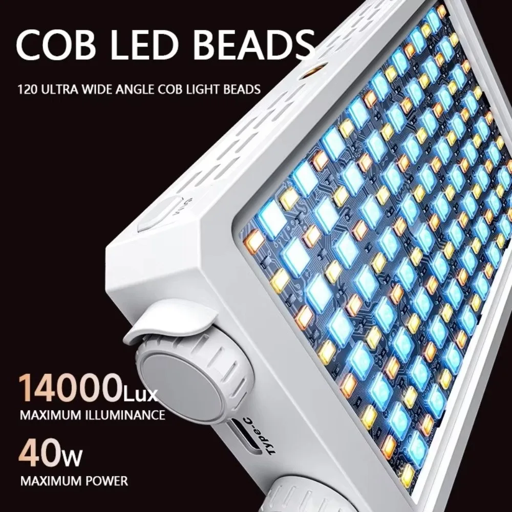 Luz de câmera LED de 40W com temperatura de cor dupla 0-100% ajustável 2800K-9000K 40W COB luz de vídeo portátil de bolso