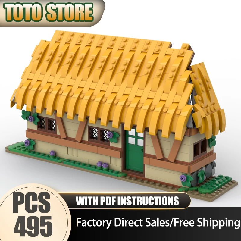 

Moc Building Bricks Cottage Enclosure Medieval Model Technology Modular City Street View Block Toys DIY Sets Assembly Gifts