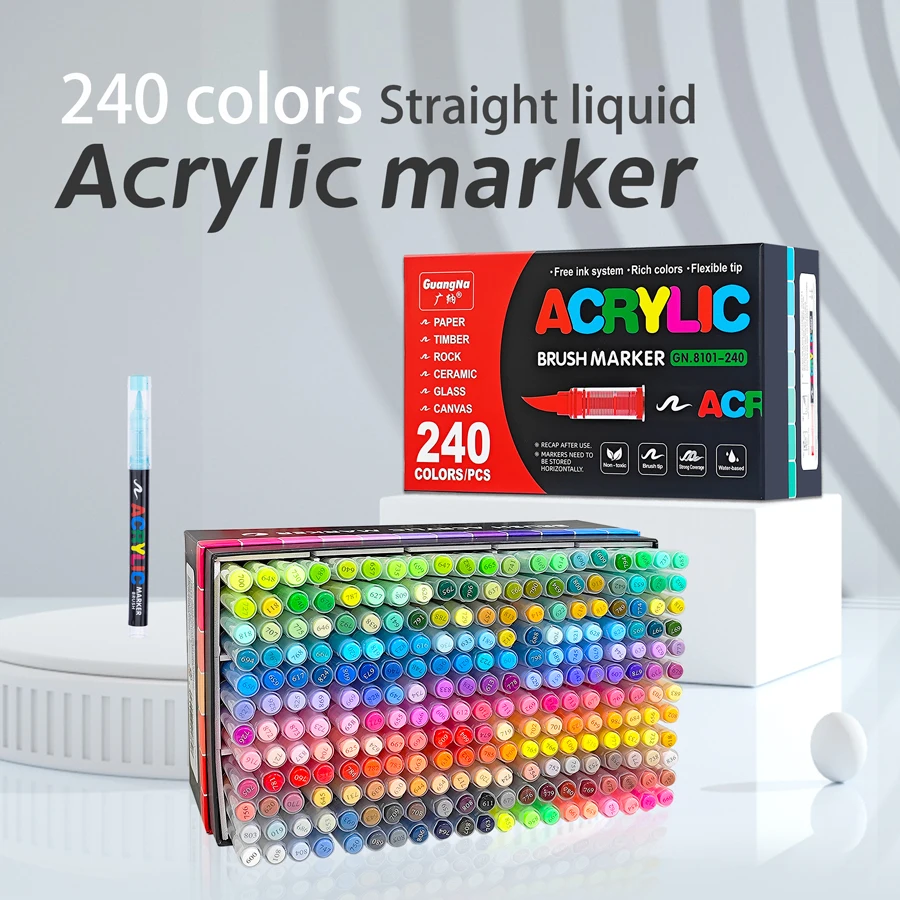 

240 Brush Tip Acrylic Paint Markers - Art Painting Kit, for Acrylic Paint Pens for Rocks, Paper, Wood, Canvas, Glass, DIY