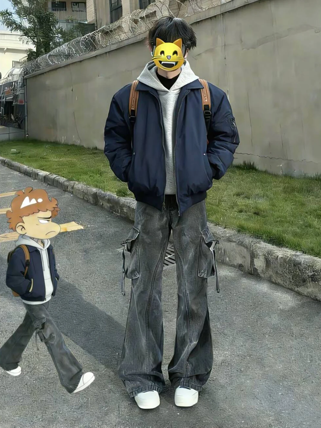 

Retro American Work Pants Men's Spring Autumn Waed Jeans Flared Legs Large kets High Street Vibe Straight Leg Trousers