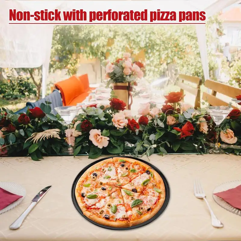 Taca do pizzy do piekarnika Okrągły blacha do pieczenia Taca do pizzy 4-częściowa patelnia do pizzy ze stali węglowej Perforowana patelnia do pizzy Nieprzywierająca forma do pieczenia pizzy