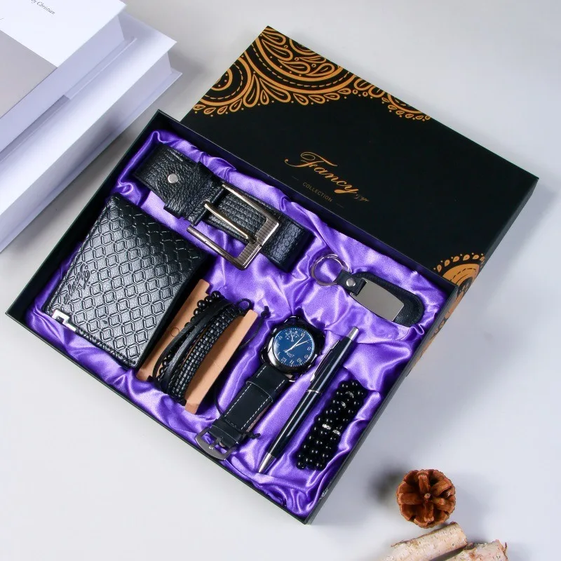 Business Gift set Men\'s wallet Watch belt Perfume Christmas Hand gift Valentine\'s Day gift set