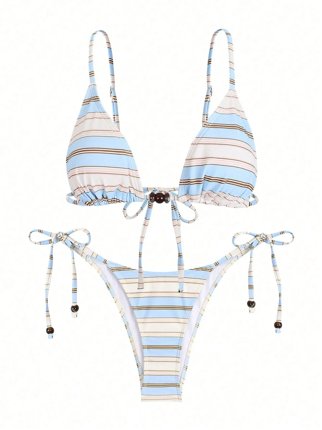

Women's Striped Triangle Bikini Set For Beach Vacation Pool Party