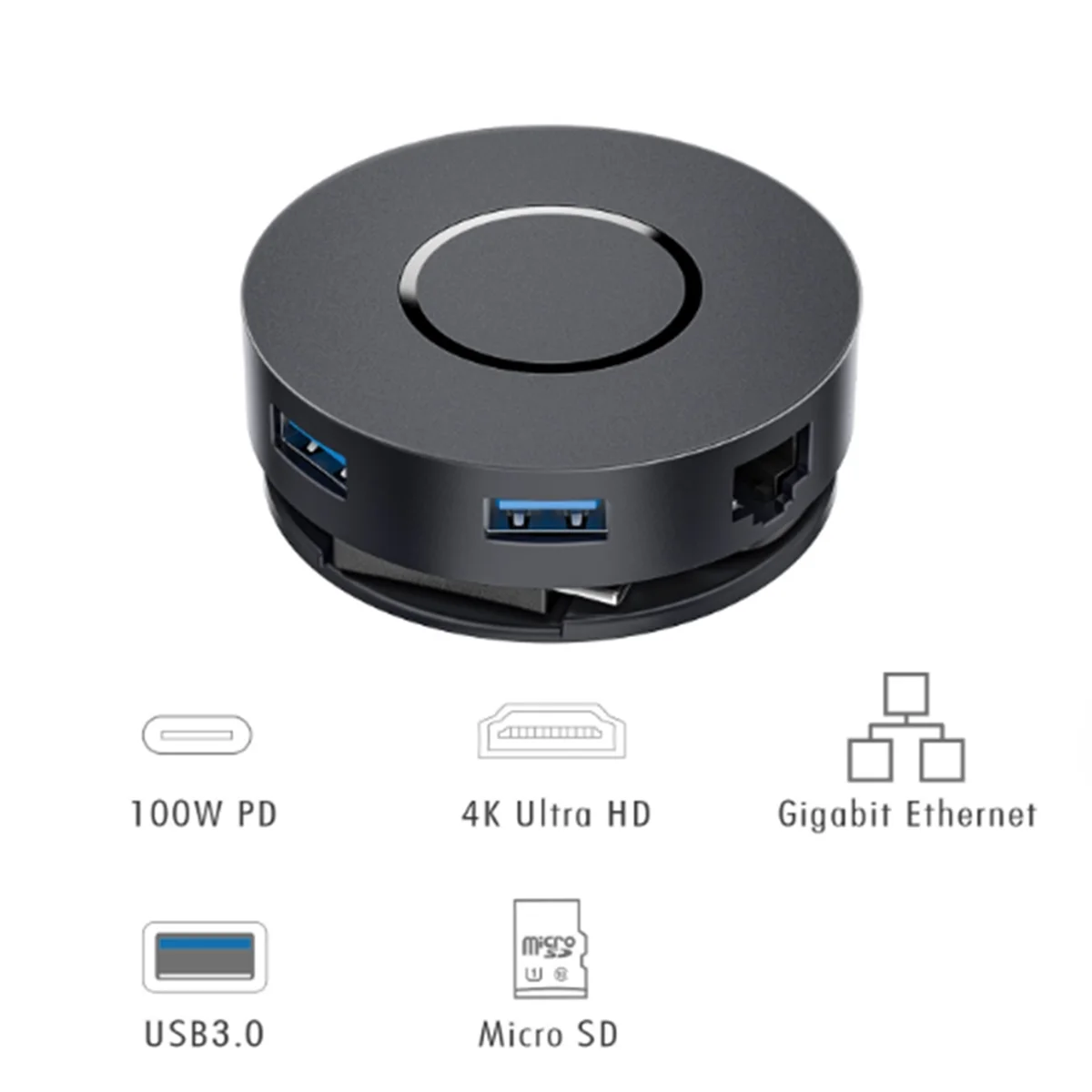 Estación de acoplamiento multipuerto Sust-aUSB C con 2 4K y lector de tarjetas micro-SD PD de 100W compatible con concentrador USB 3,0 RJ45 para MacBook