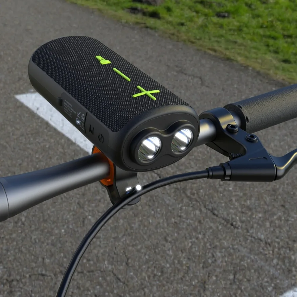 Multifunctional Outdoor Cycling Bluetooth Speaker, IPX5 Waterproof Bike Mount Audio, Built-In Flashlight 4800mAh Power Bank