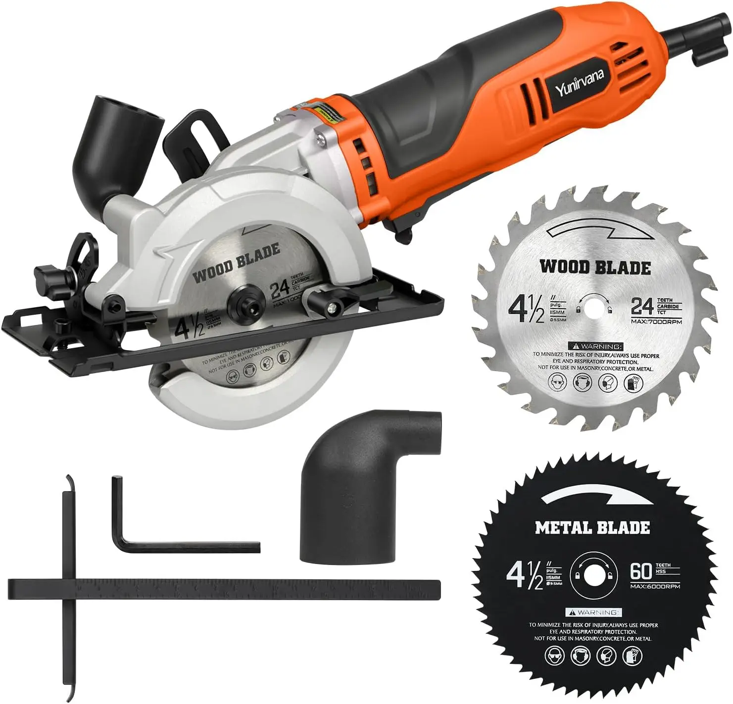 

Mini Circular Saw, 6Amp 5200RPM Corded with Rip Guide and 2 Blades for Wood and Metal Cutting