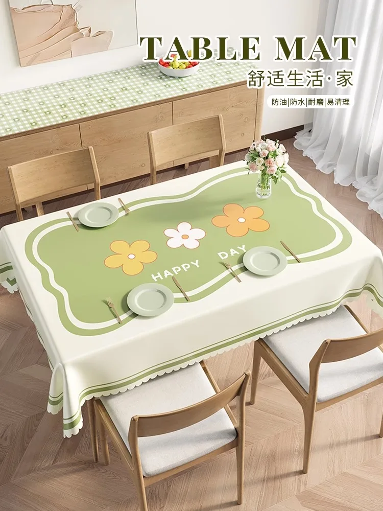 

Tablecloth waterproof, oil-proof, anti-scalding and leave-in Nordic small fresh dining table cloth rectangular household thermal
