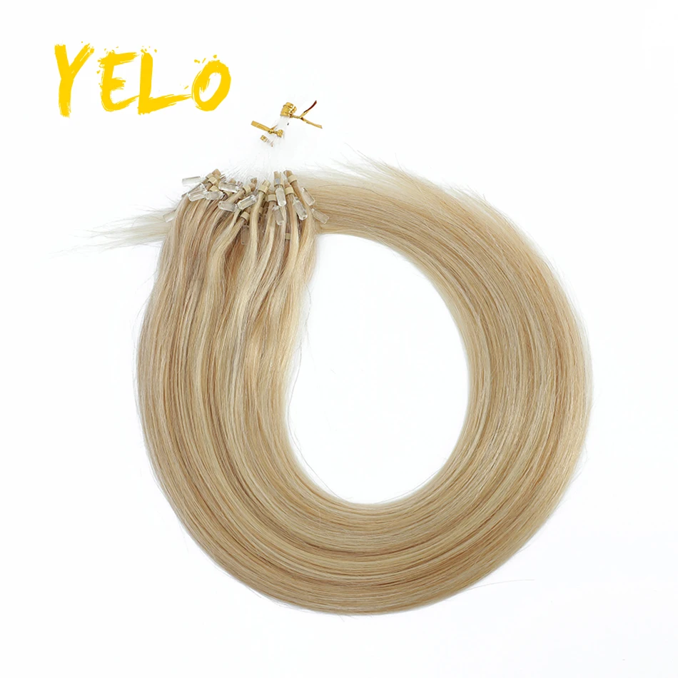 Ekstensi rambut cincin mikro Loop lurus ekstensi rambut manusia Remy Brasil Keratin kapsul alami 50g/pak ekstensi bundel