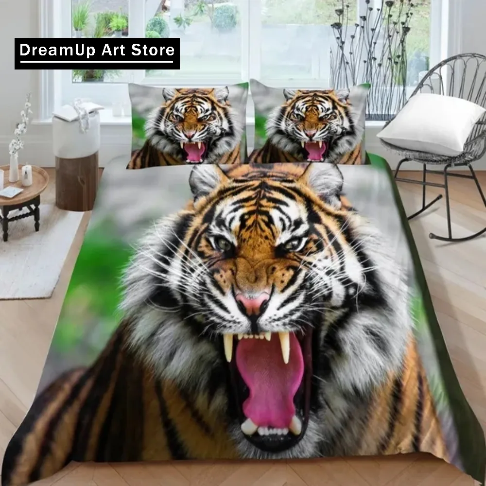 3D Animal Tigers Bedding Set Cute Quilt Cover Bed Cover With Pillowcase Twin Single Queen King Size Boys Adult Home Textile