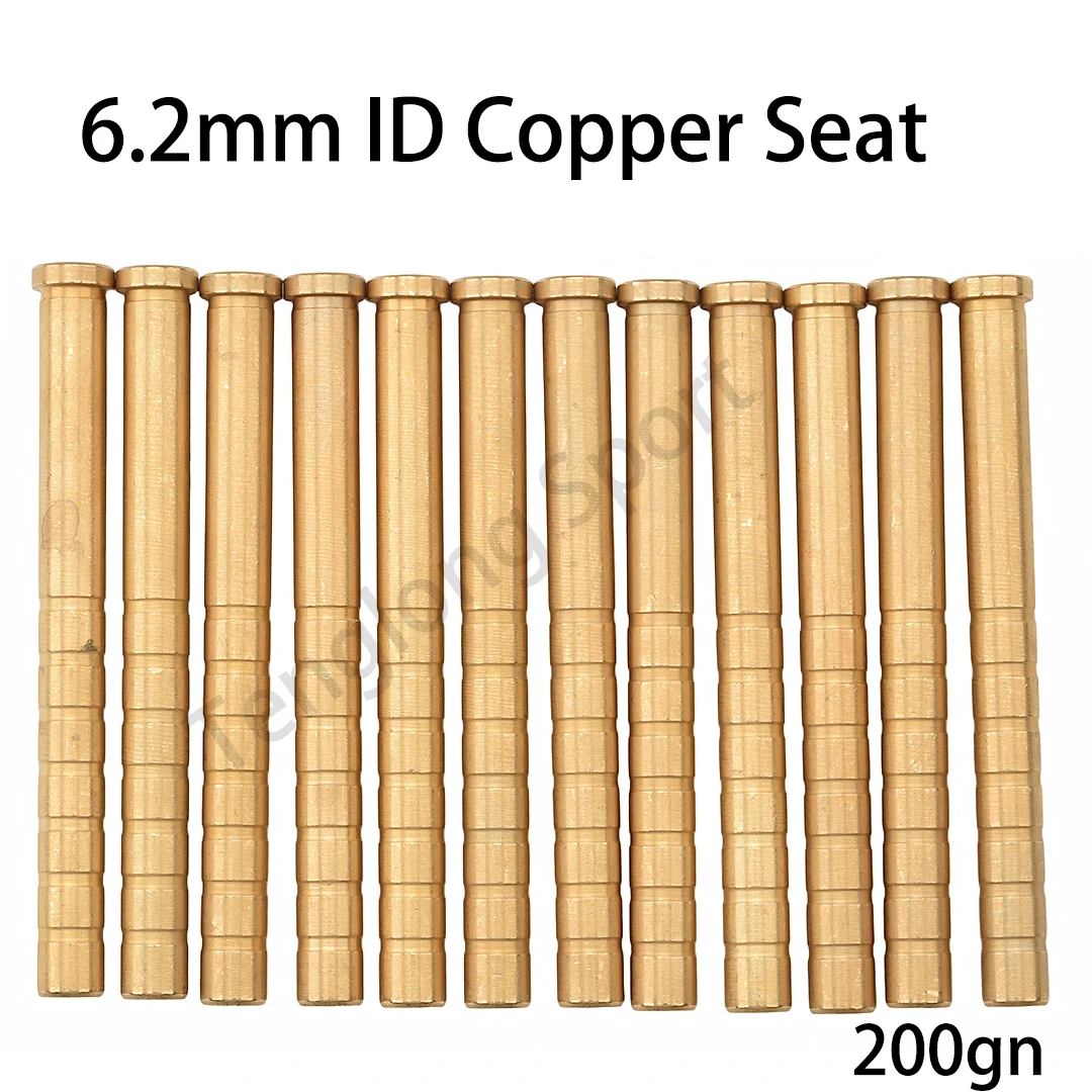 12pcs 37/ 50/ 100/ 150/ 200gn Brass Arrow Inserts 6.2mm ID x 7.6mm OD, Fitting for 6.2mm Target Points
