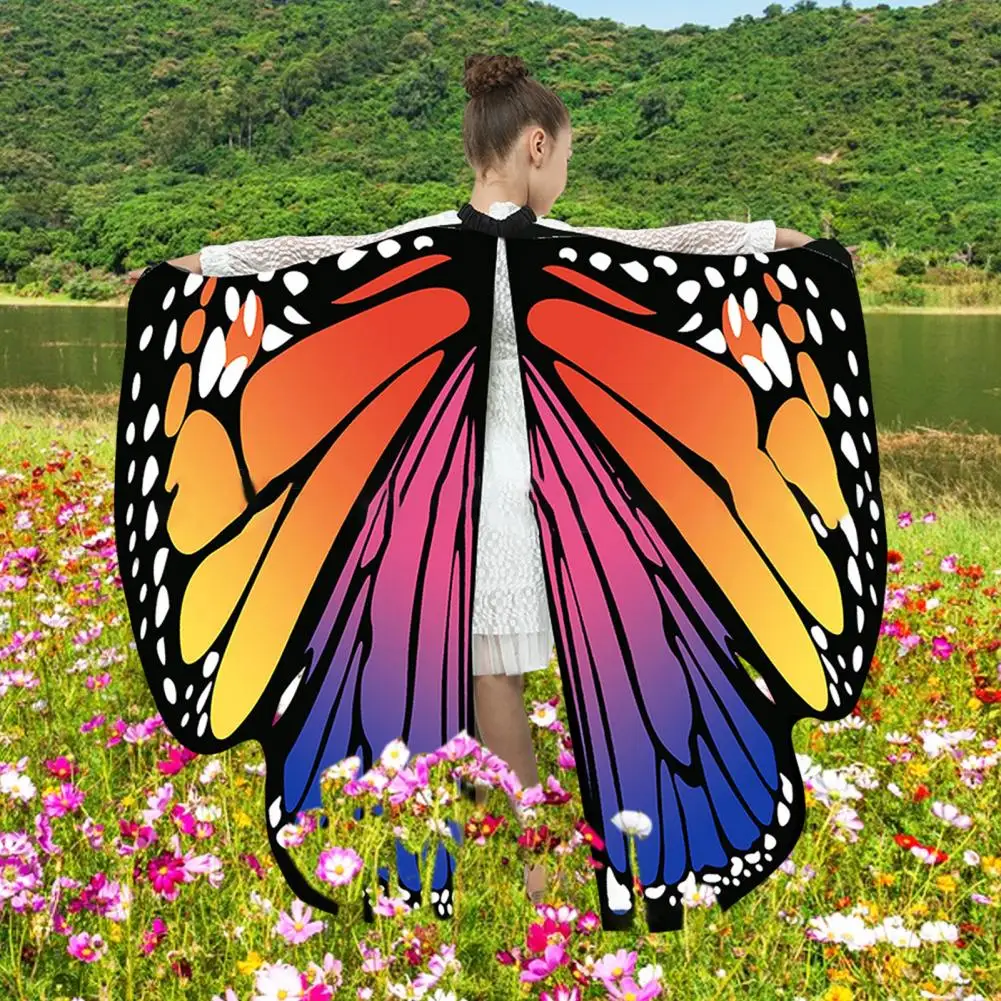 

Butterfly Wings Shawl Cape Fairy Nymph Pixie Cosplay Butterfly Scarf Shawl Soft Silky Halloween Dress Up Party Costume for Girls