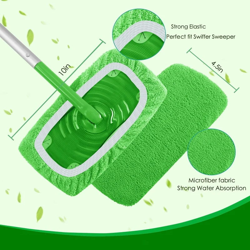 Mop Pads Recarga para Swiffer Sweeper, Panos de varrer seco, Panos de esfregar molhados, Lavável para limpeza doméstica