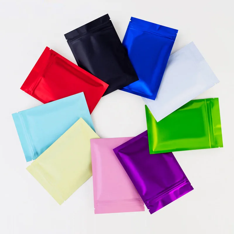 Flat Resealable Aluminum Foil Matte Colors Hermetic Packaging Pouches Tea Food Candy Jewelry Coffee Heat Sealing Zip Lock Bags