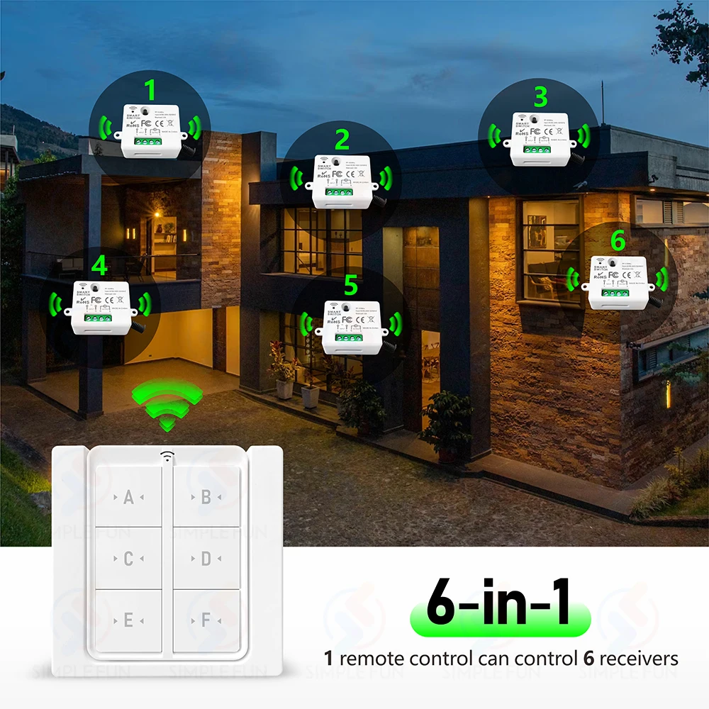 Interruptor de luz inalámbrico con Control remoto, minimódulo de relé magnético de 433MHz, 110V, 220V, 10A, para ventilador de lámpara encendido y