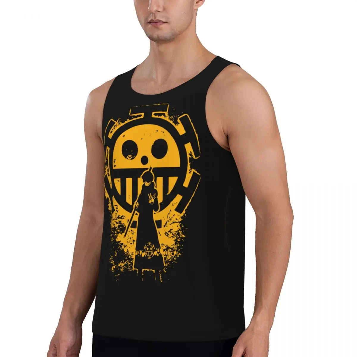 Op-Op Compression Tank Top Mens Gym Singlet Tees Trafalgar Law One Piece Anime Clothing Male Bodybuilding Fitness Exercise Vests