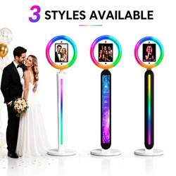 Portable iPad Photo Booth Stand with 22''RGB Ring Light Compatible with10.2/10.9/11/12.9/13''iPad for Wedding Party Event Rental