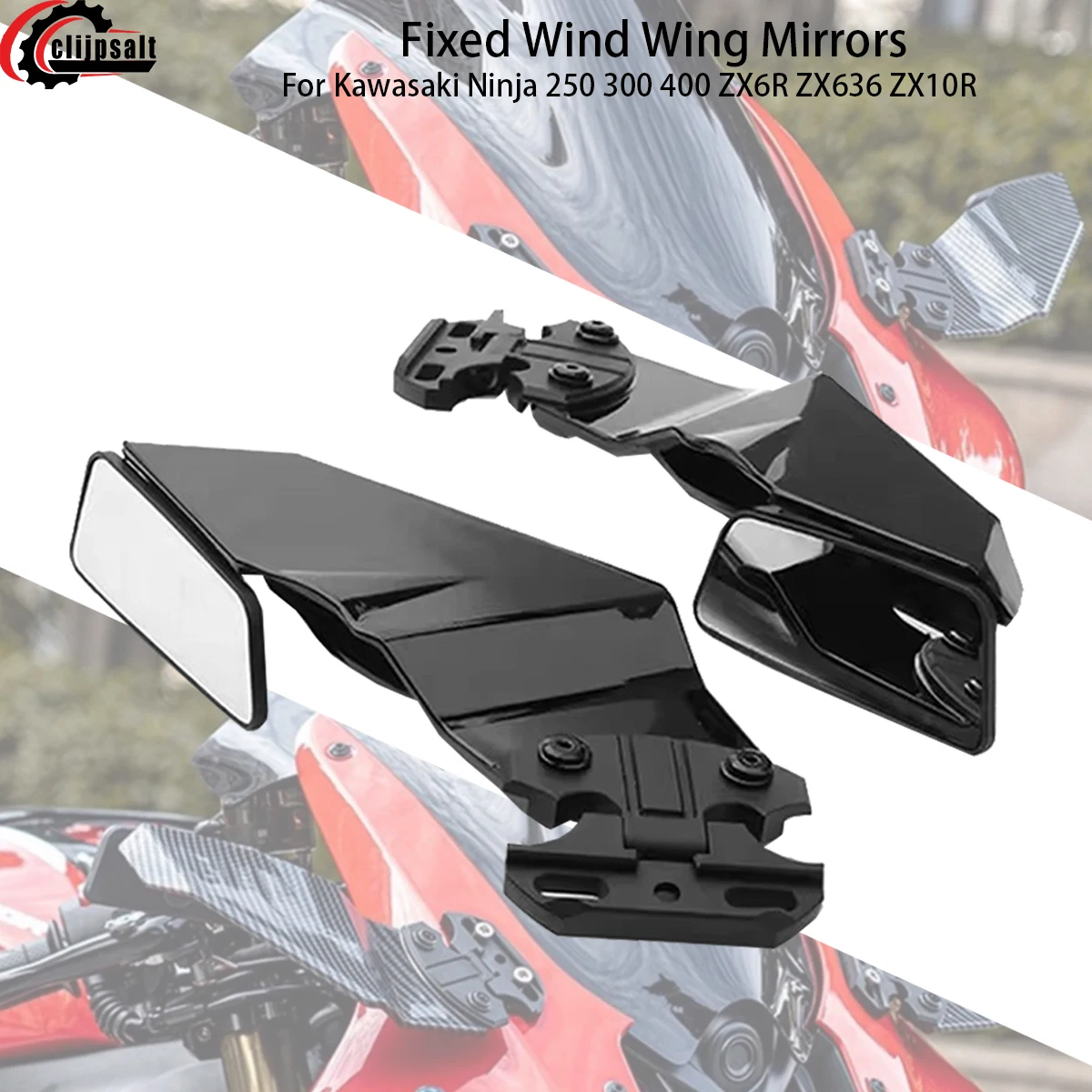 

Motorcycle Adjustable Side Wing Spoiler Fairing with Rearview Universal for Kawasaki Ninja 250 300 400 ZX6R ZX636 ZX10R