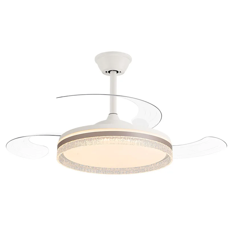 

Living room invisible Nordic ceiling fan light, dining room bedroom home simple modern led electric fan chandelier