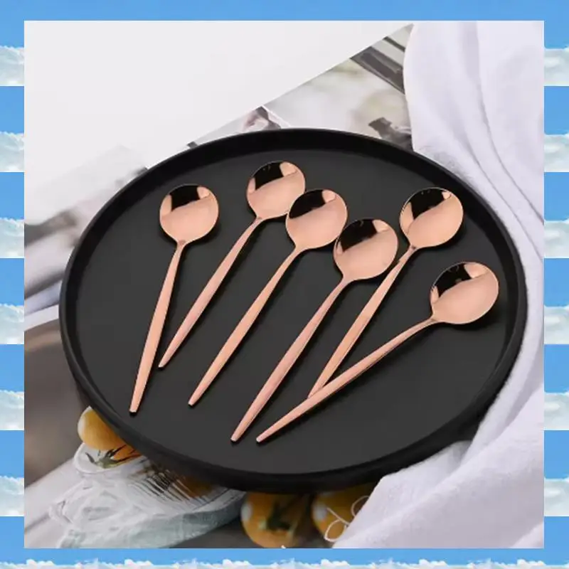

A11I 24Pcs Rose Gold Dinnerware Set Stainless Steel Tableware Set Western Knife Fork Spoon Mirror Flatware Cutlery Set