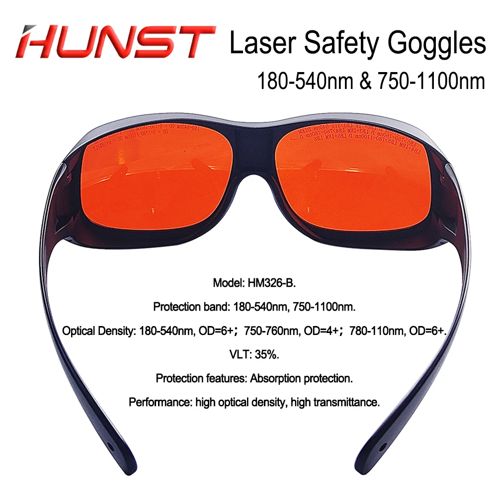 HUNST OD6+ UV Green Fiber Laser Safety Goggles Protective 355 & 532 & 1064nm Wavelength Glasses Shield Protection Eyewear.