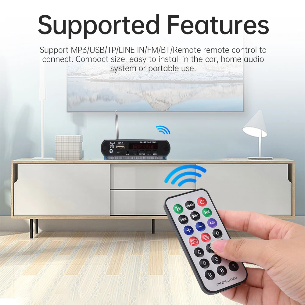 MP3 Decoder Bluetooth Module Car Speaker Decoder With Recording Support USB FM TP LINE IN Audio Module DAC Car Kit