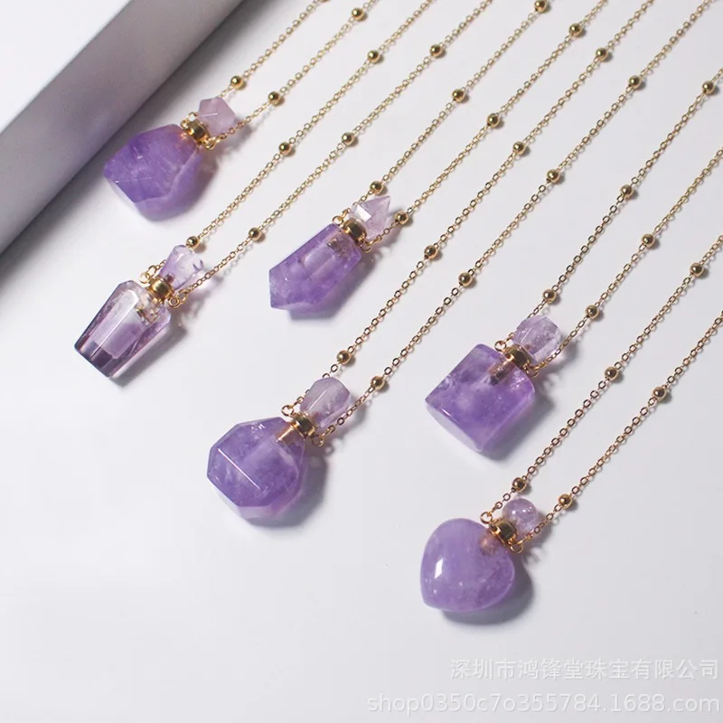 Bracelet Hand String Hong Feng Tang Natural Amethyst Perfume Essential Oil Cinnabar Bottle 18k Gold Necklace Women's New Crystal