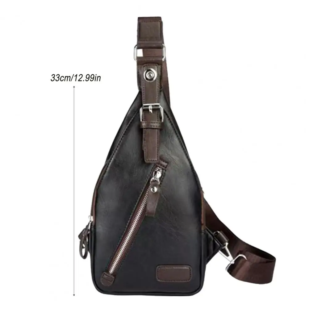 Men Crossbody Bag Travel Sling Backpack Men's Retro Faux Leather Sling Backpack Adjustable Crossbody Chest Bag Travel for Men