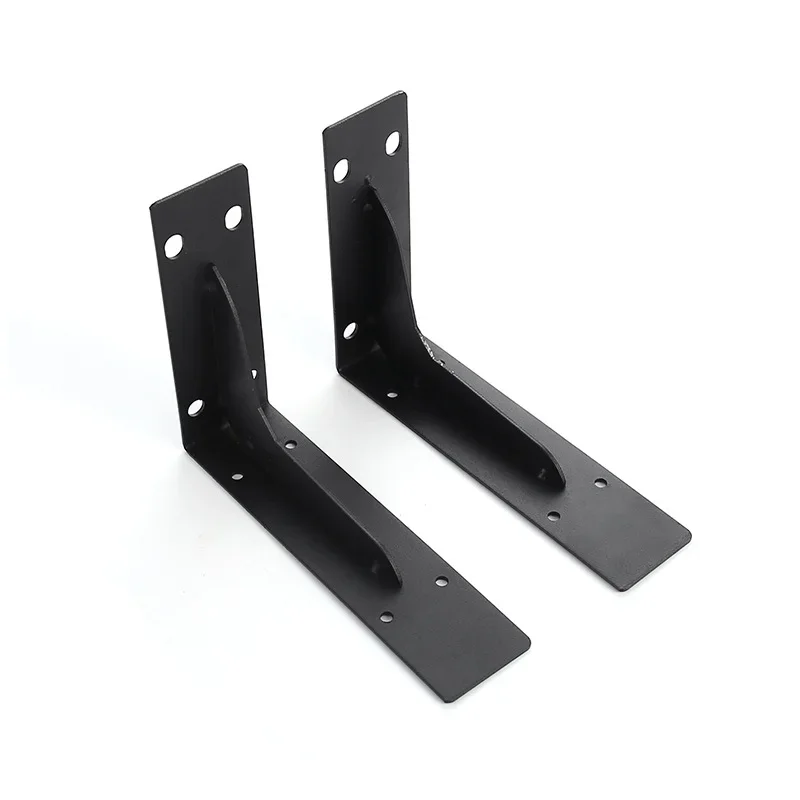 yes2PCS Thickened L-Shaped Metal Steel Corner Bracket Black Load-Bearing Bracket 90 Degree Wall Fixed Corner Storage Rack Tools