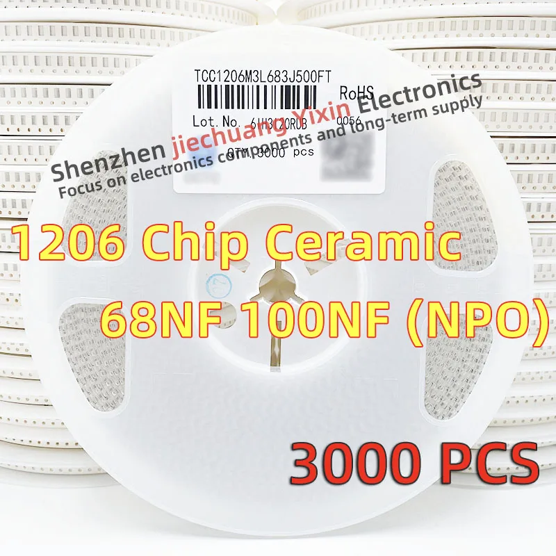 Chip Ceramic Capacitor 1206 68NF 100NF 50V 5% accuracy M3L material 3216 Capacitance 3000pcs