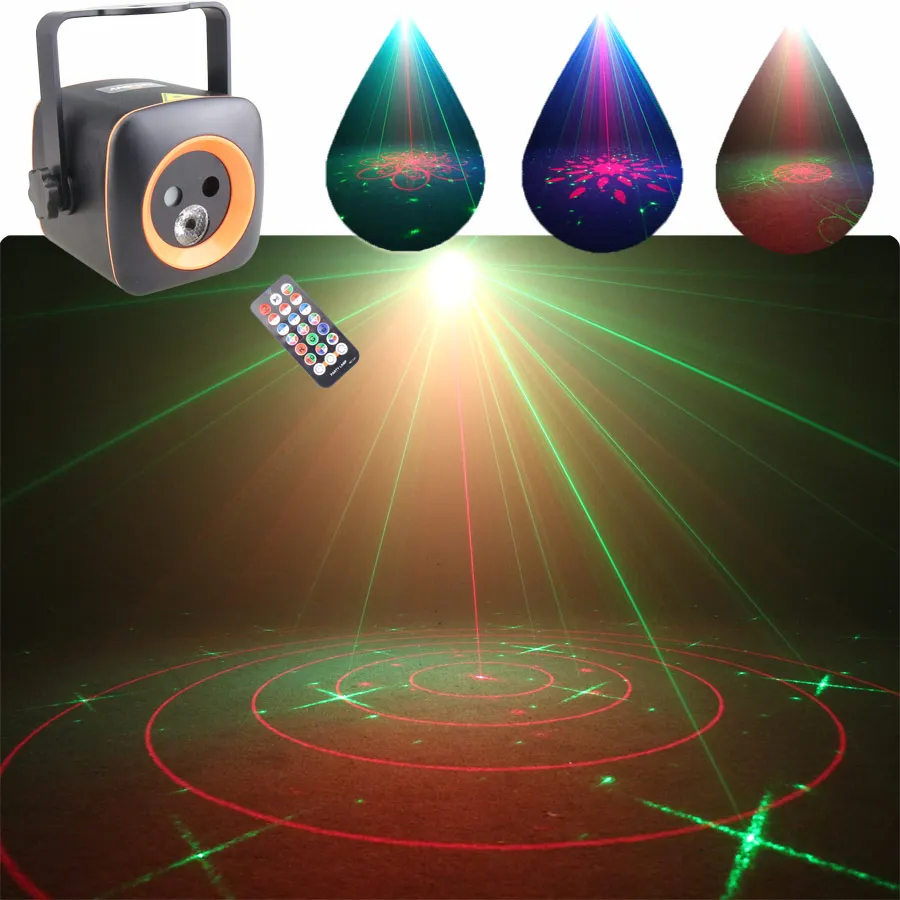 

Rechargeable RG Laser 60 Patterns Projector Disco DJ Light Party Decoration RGB LED Dance Bar Christmas Stage Lamp Show R14