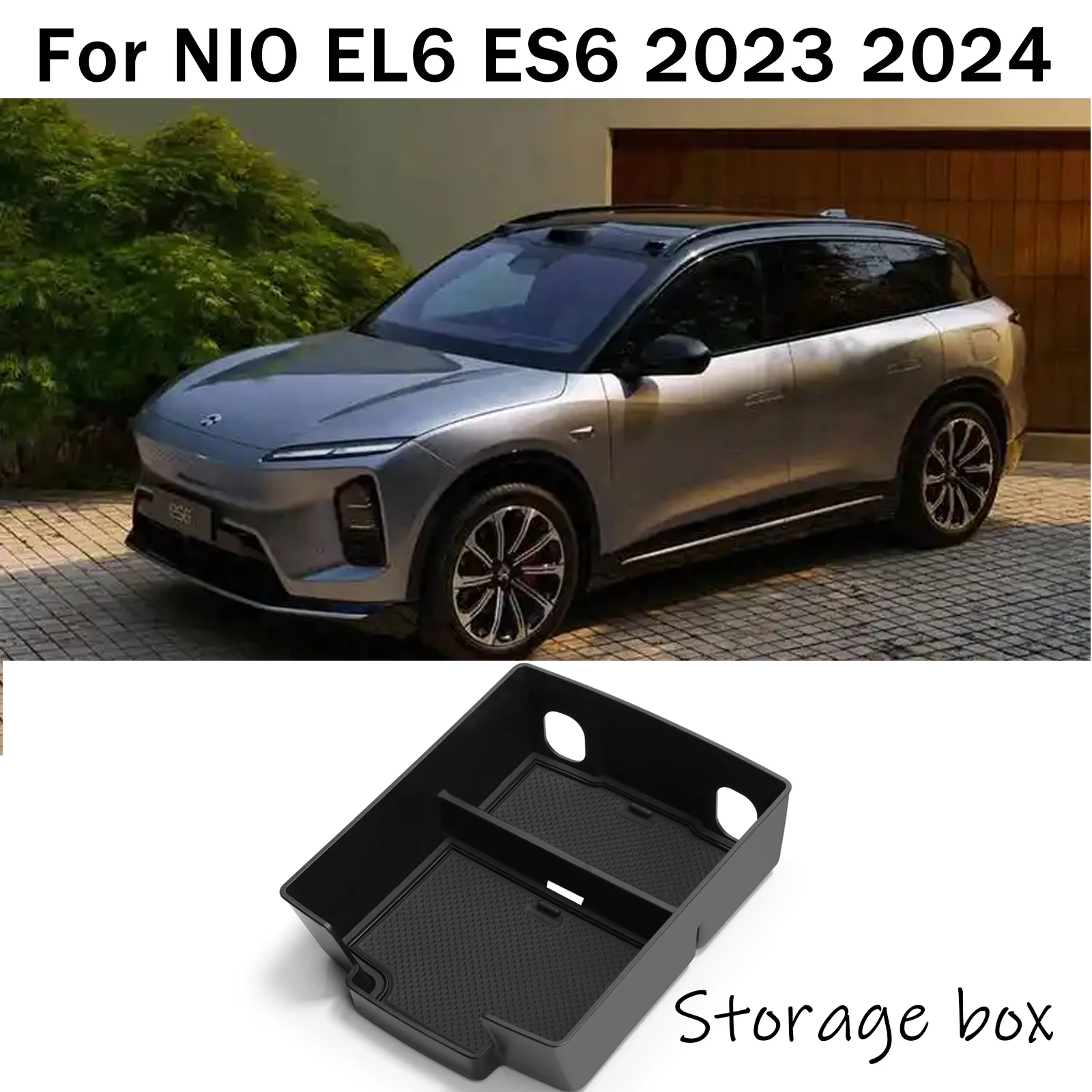 Center Console Armrest Storage Box Car Central Tray Organizer Accessories Tidying Black ABS PVC For NIO EL6 ES6 2023 2024