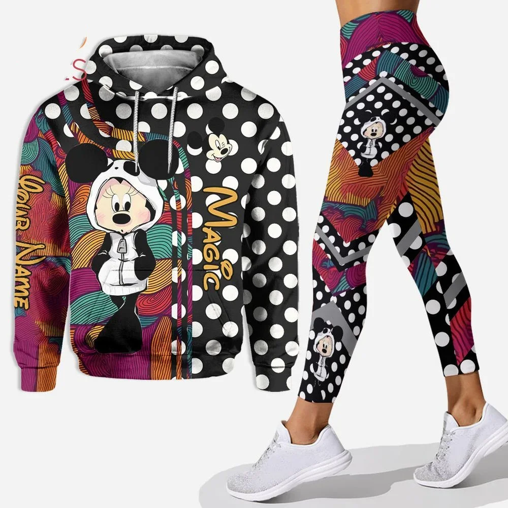 2024 3D printed custom hoodie and yoga pants set, suitable for women's casual wear Disney hoodie fashion sports set  ropa barata