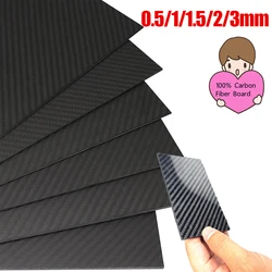 Full 3K Carbon Fiber Plate Sheet High Strength Carbon Board Panel 0.5/1/1.5/2/3mm Thickness Twill Pure Carbon Board for RC Model