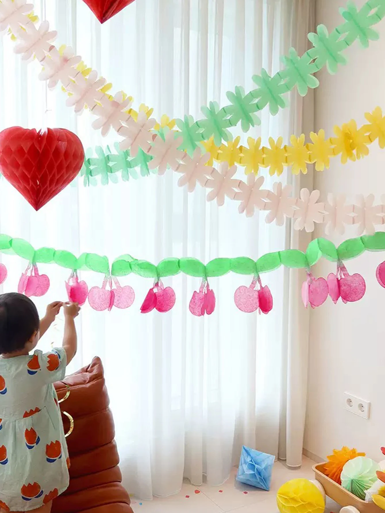 2,5 Meter lange Kirschform Pull Flag Geburtstagsfeier Obst Thema Party Dekoration Kinderzimmer Dekoration
