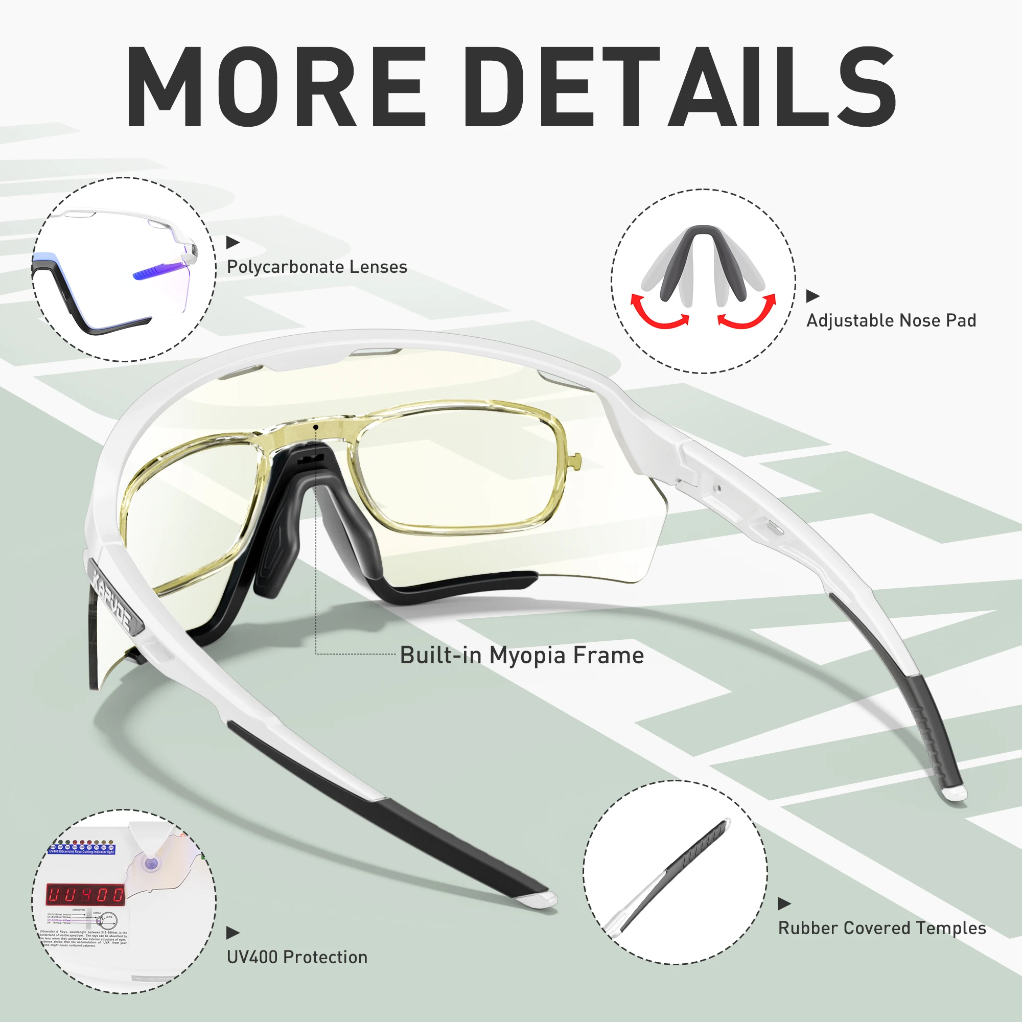 KAPOVE New Photochromic Outdoor Road Bicycle Sports MTB Cycling Sunglasses UV400 Cycling Eyewear Men Women Riding HiKing Glasses