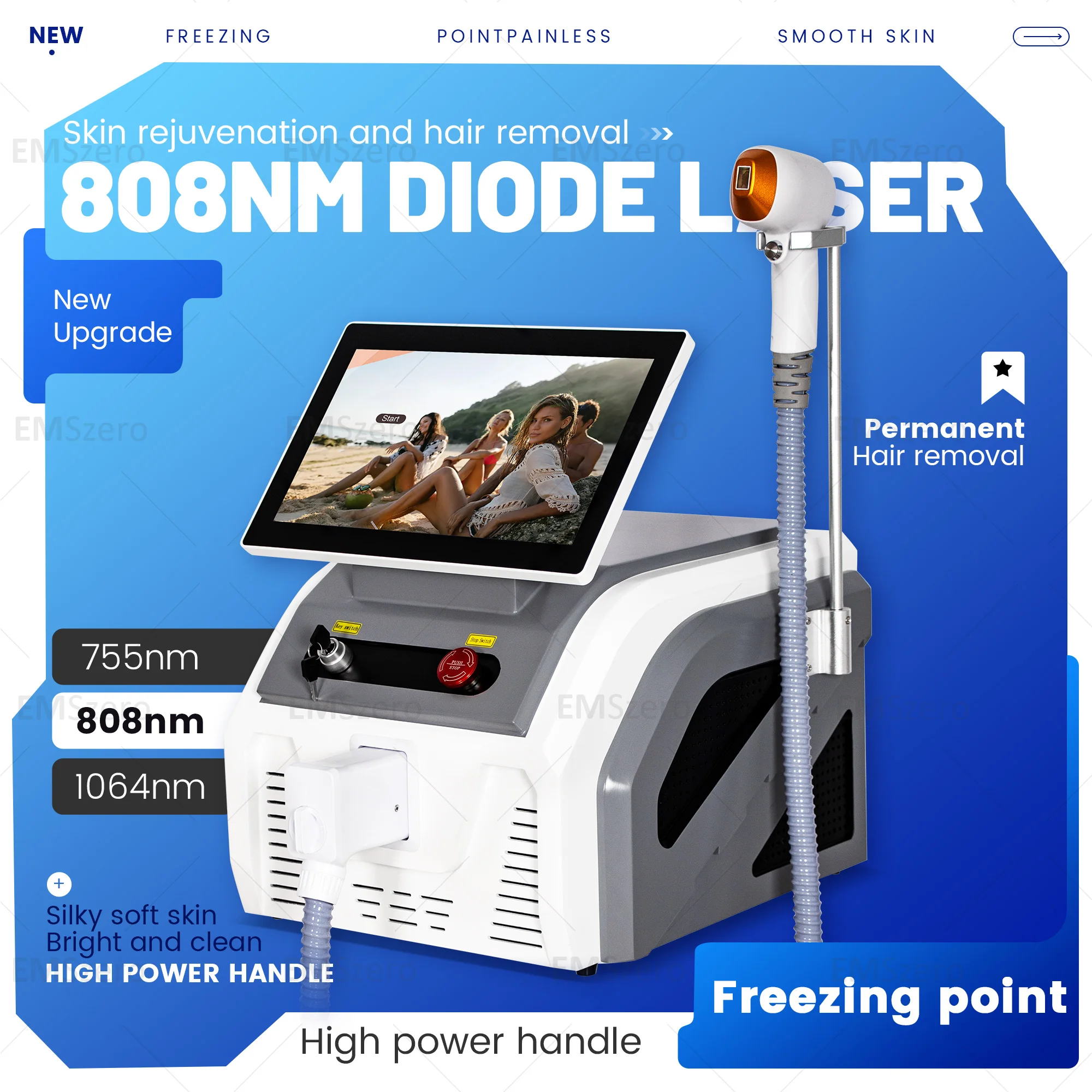 

Professional Diode Laser Hair Removal 808nm 755nm 1064nm 3 Wavelength Ice Platinum Laser Beauty Equipment for Salon
