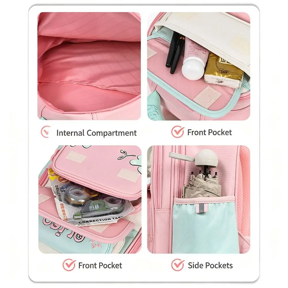 Large Capacity Students Backpack Alleviate Burden Water-resistant Bookbag Kawaii Widen Straps Children School Bag for Students