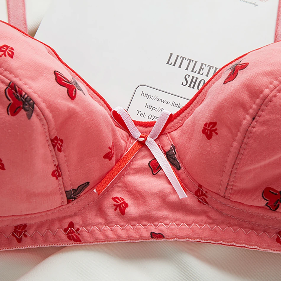 Women Adjustable Fresh Butterfly Printed Thin Bra Soft Comfortable Breathable Women Bra Daily Wear Simplicity Underwear