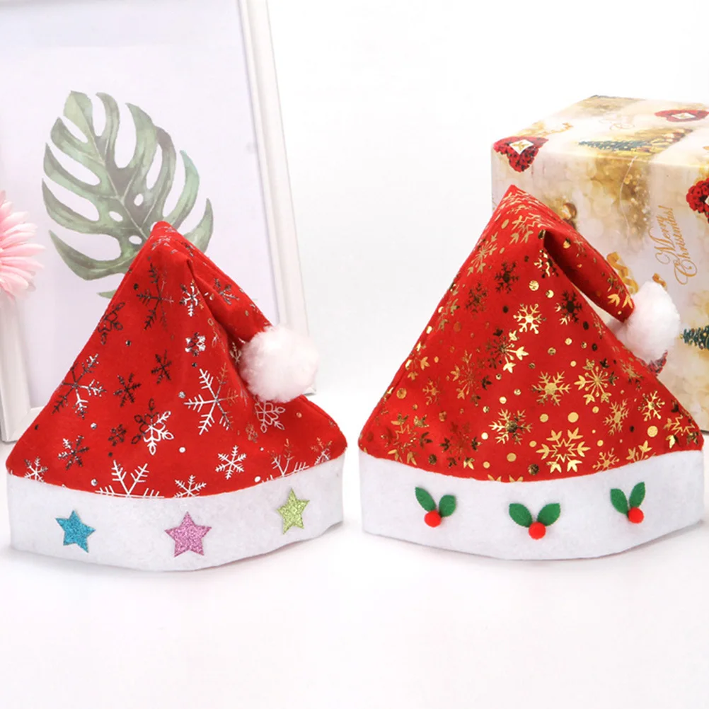 

4Pcs Christmas Party Hat Non-Woven Five-Star Snowflake Design Children Xmas Performance Props Supplies Christmas Party Hat