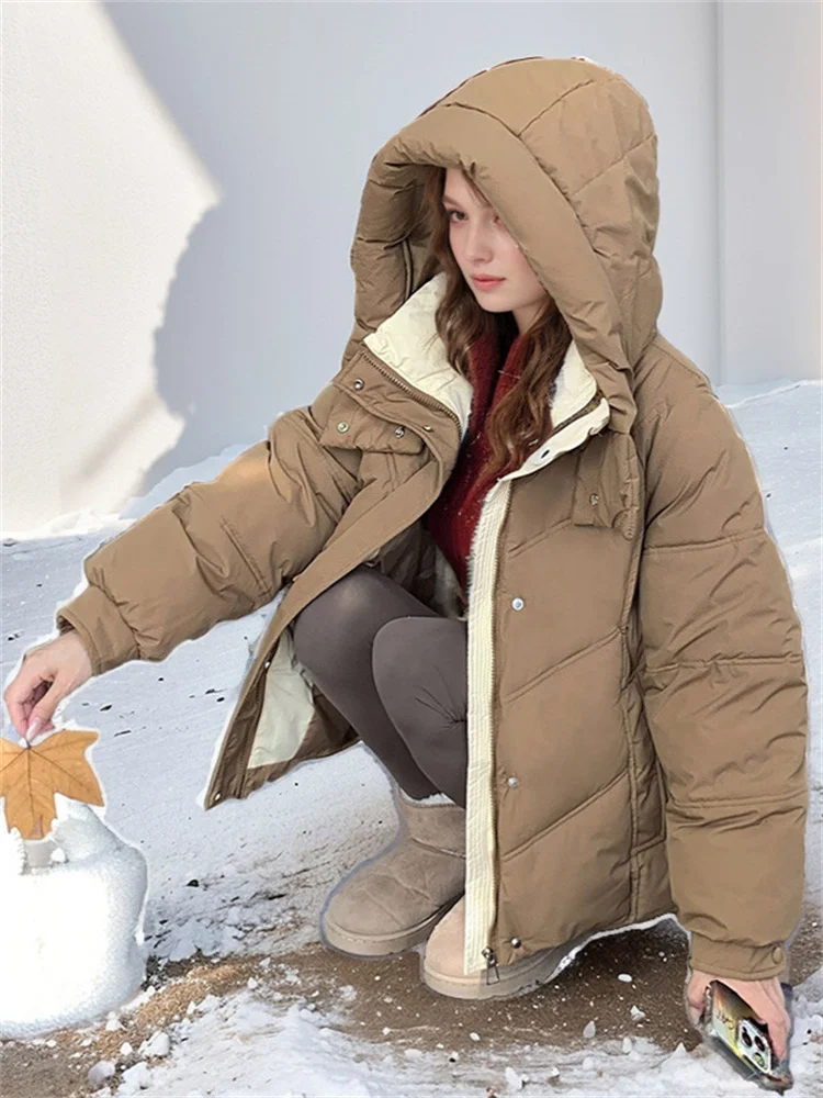 Women\'s Padded Jackets 2024 Winter New Hooded Down Bread Jacket Solid Colors Are Fashionable And Casual Thicken Warm Jacket