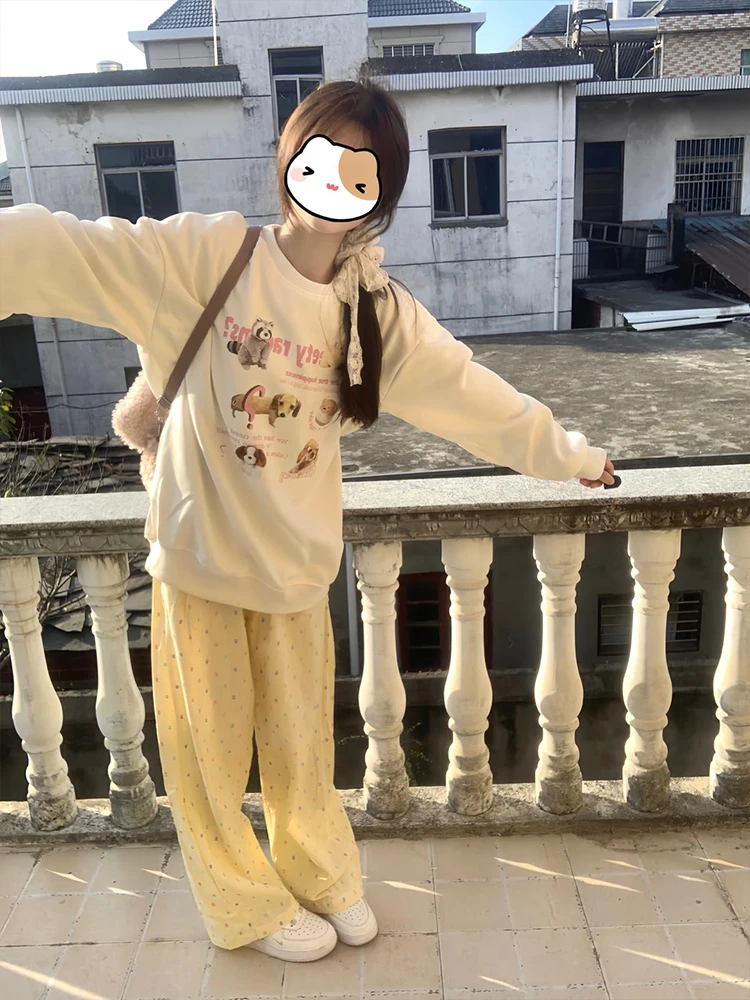 

Милая милая сестра, колбаса, собака Fce, круглый свитшот с принтом Ne, женский осенне-зимний свободный универсальный топ с капюшоном большого размера