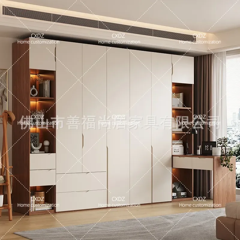 Solid Wood Oak Wardrobe FAS Grade 60cm Deep Modern Minimalist Bedroom Cabinet Finished Assembly Free Handle Home Storage