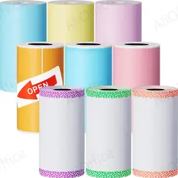 9 Pcs Thermal Printer Paper Colorful Mini Printing Paper Roll and Self-Adhesive Printable Sticker PeriPage A6 Poooli paperang