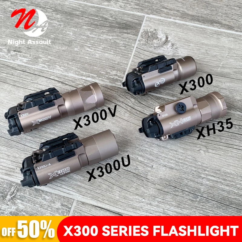 

Tactical Surefir X300 X300U Ultra X300V XH35 Metal Pistol Gun Strobe LED Light Fit 20mm Rail Airsoft Hanging Hunting Flashlight