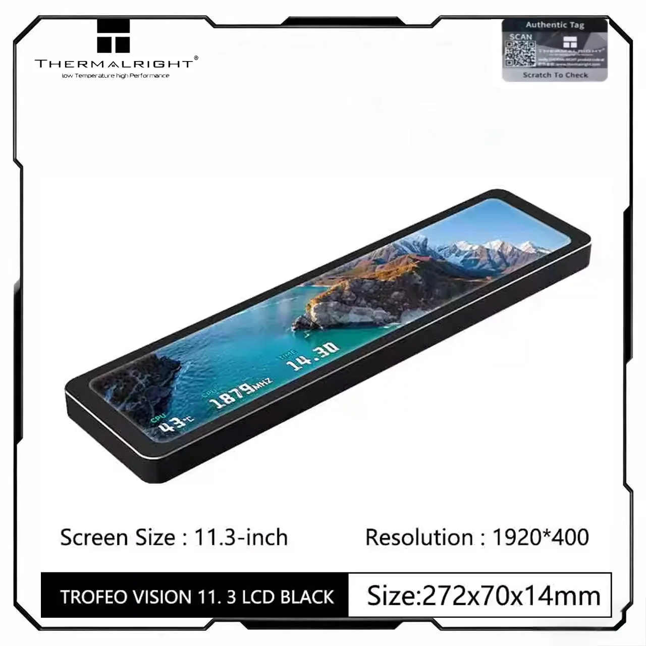 Thermalright TROFEO VISION 11.3 inches LCD IPS full-color LCD screen/magnetic/1920*400 resolution/USB Type-C port Display screen