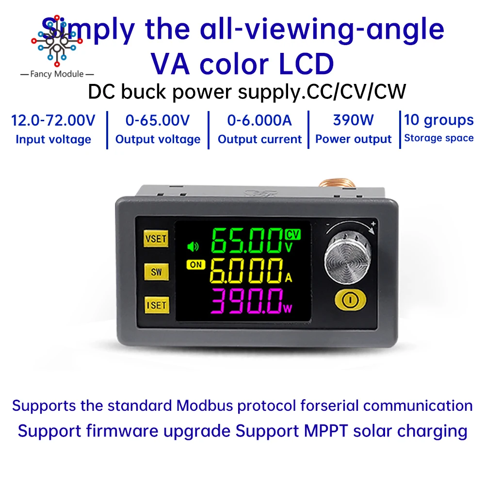 XY6506 6A/390W Adjustable DC Buck Power Supply Constant Voltage Constant Current Voltage Regulator Power Supply MPPT Charging