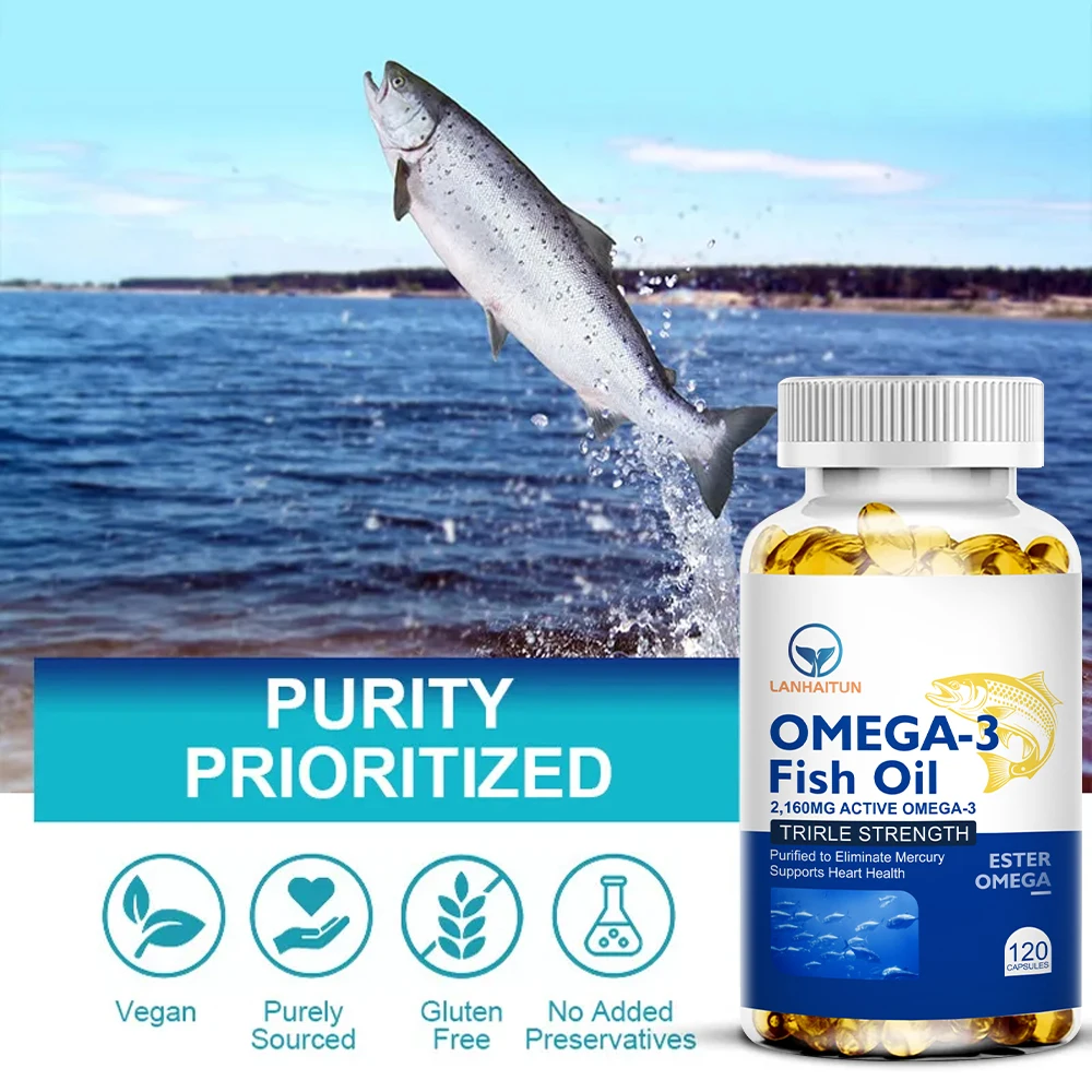 LANHAITUN Omega-3 Fish Oil Rich In DHA and EPA Improve Bad Mood Relieve Stress Strengthen The Brain Improve Memory&Intelligence