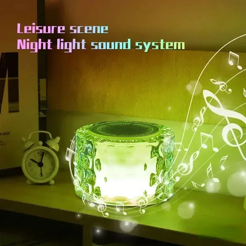 

Bluetooth Speaker Desktop Sound Bedside Atmosphere Nightlight Subwoofer Large Volume Glass Crystal Creative Gift