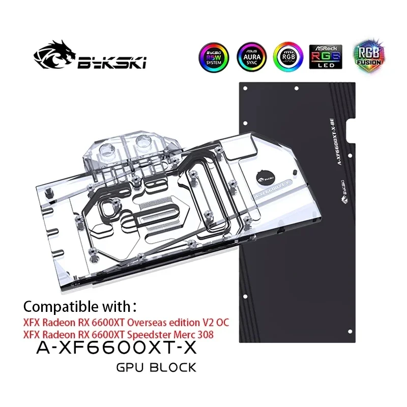 

Bykski GPU Block , for XFX Radeon RX 6600XT Speedster Merc / V2 OC , Full Cover Liquid Cooler GPU Water Cooling, A-XF6600XT-X